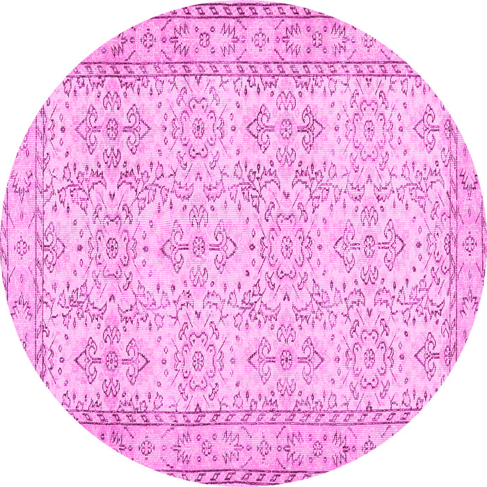 Round Abstract Pink Contemporary Rug, con489pnk