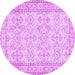 Round Machine Washable Abstract Purple Contemporary Area Rugs, wshcon489pur