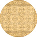 Round Abstract Brown Contemporary Rug, con489brn