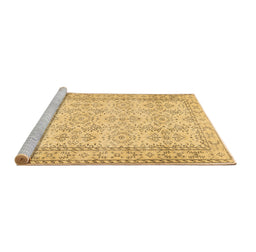Sideview of Machine Washable Abstract Brown Contemporary Rug, wshcon489brn
