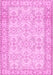 Machine Washable Abstract Pink Contemporary Rug, wshcon489pnk