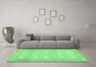 Machine Washable Abstract Emerald Green Contemporary Area Rugs in a Living Room,, wshcon489emgrn