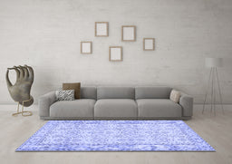 Machine Washable Abstract Blue Contemporary Rug in a Living Room, wshcon489blu