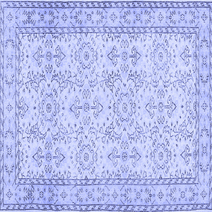 Square Machine Washable Abstract Blue Contemporary Rug, wshcon489blu