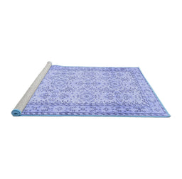 Sideview of Machine Washable Abstract Blue Contemporary Rug, wshcon489blu