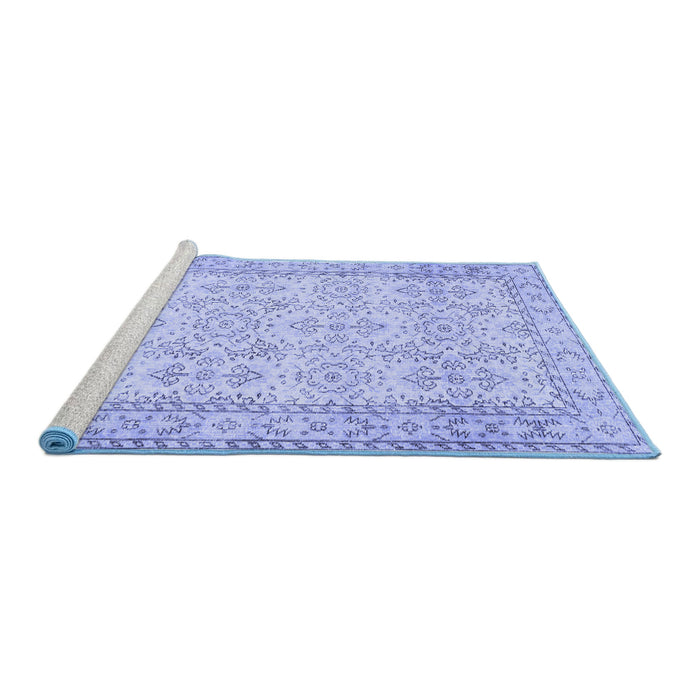Sideview of Machine Washable Abstract Blue Contemporary Rug, wshcon489blu