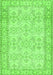 Serging Thickness of Machine Washable Abstract Green Contemporary Area Rugs, wshcon489grn