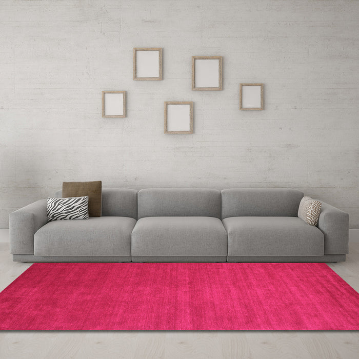 Machine Washable Abstract Pink Contemporary Rug in a Living Room, wshcon48pnk