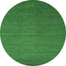 Round Machine Washable Abstract Emerald Green Contemporary Area Rugs, wshcon48emgrn