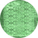 Round Abstract Emerald Green Contemporary Rug, con490emgrn