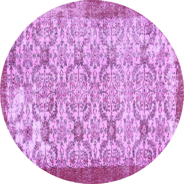 Round Abstract Purple Contemporary Rug, con490pur