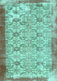 Abstract Turquoise Contemporary Rug, con490turq