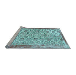 Sideview of Machine Washable Abstract Light Blue Contemporary Rug, wshcon490lblu