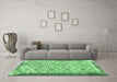 Machine Washable Abstract Emerald Green Contemporary Area Rugs in a Living Room,, wshcon490emgrn