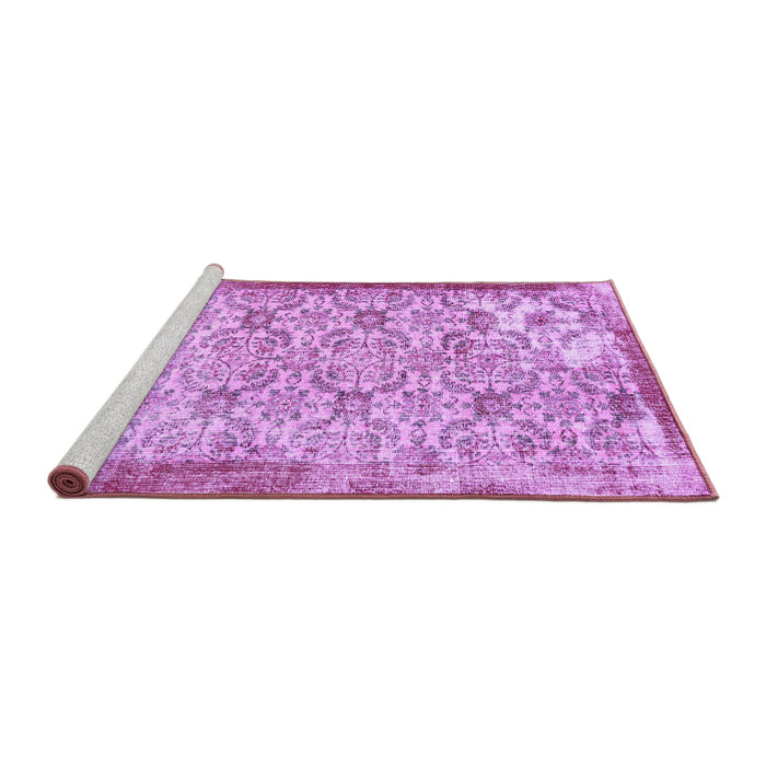 Sideview of Machine Washable Abstract Purple Contemporary Area Rugs, wshcon490pur
