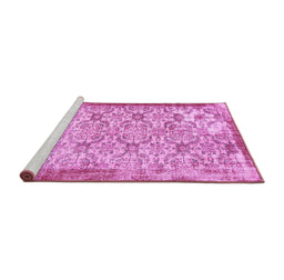 Sideview of Machine Washable Abstract Pink Contemporary Rug, wshcon490pnk