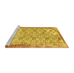 Sideview of Machine Washable Abstract Yellow Contemporary Rug, wshcon490yw