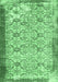 Machine Washable Abstract Emerald Green Contemporary Area Rugs, wshcon490emgrn