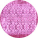 Round Machine Washable Abstract Pink Contemporary Rug, wshcon490pnk