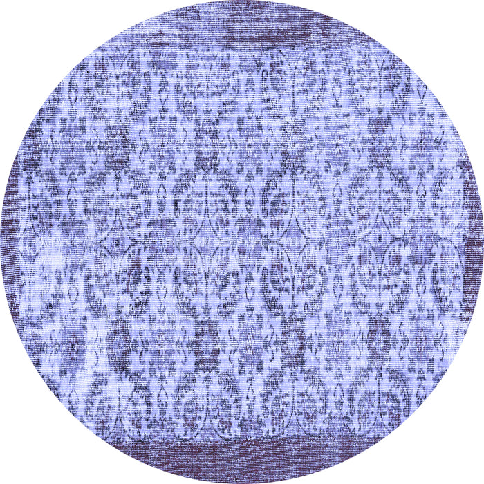 Round Abstract Blue Contemporary Rug, con490blu