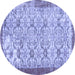 Round Abstract Blue Contemporary Rug, con490blu