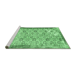 Sideview of Machine Washable Abstract Emerald Green Contemporary Area Rugs, wshcon490emgrn