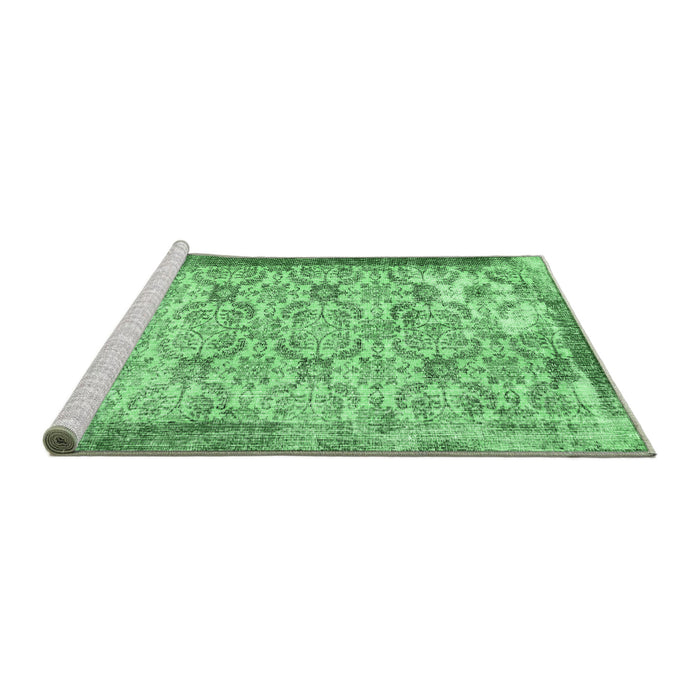 Sideview of Machine Washable Abstract Emerald Green Contemporary Area Rugs, wshcon490emgrn
