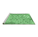 Sideview of Machine Washable Abstract Emerald Green Contemporary Area Rugs, wshcon490emgrn