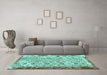 Machine Washable Abstract Turquoise Contemporary Area Rugs in a Living Room,, wshcon490turq