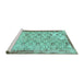 Sideview of Machine Washable Abstract Turquoise Contemporary Area Rugs, wshcon490turq