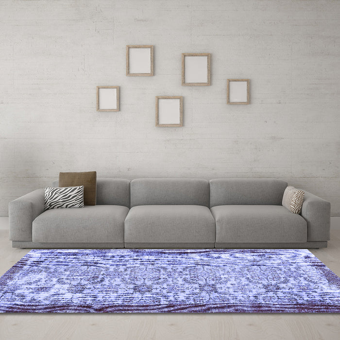 Machine Washable Abstract Blue Contemporary Rug in a Living Room, wshcon490blu