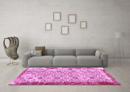Machine Washable Abstract Pink Contemporary Rug in a Living Room, wshcon490pnk