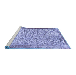 Sideview of Machine Washable Abstract Blue Contemporary Rug, wshcon490blu