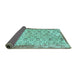 Sideview of Abstract Turquoise Contemporary Rug, con490turq