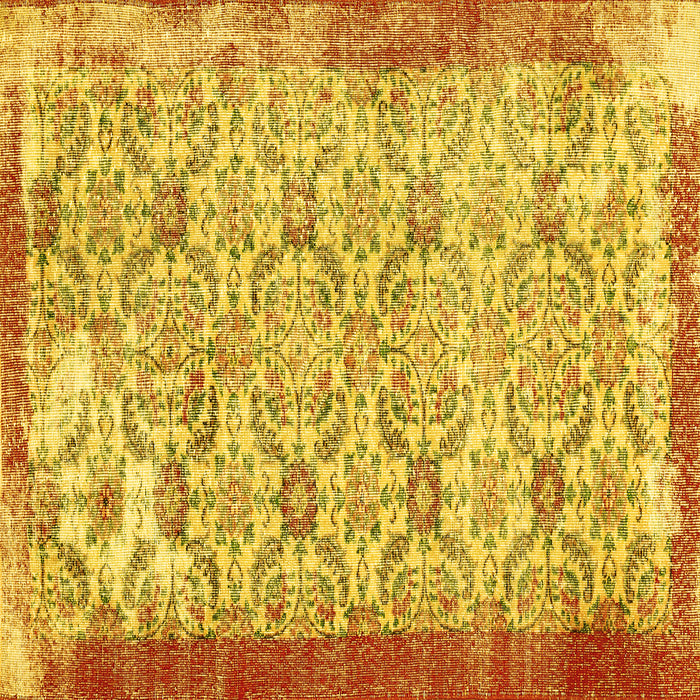 Square Machine Washable Abstract Yellow Contemporary Rug, wshcon490yw