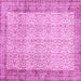 Square Machine Washable Abstract Pink Contemporary Rug, wshcon491pnk