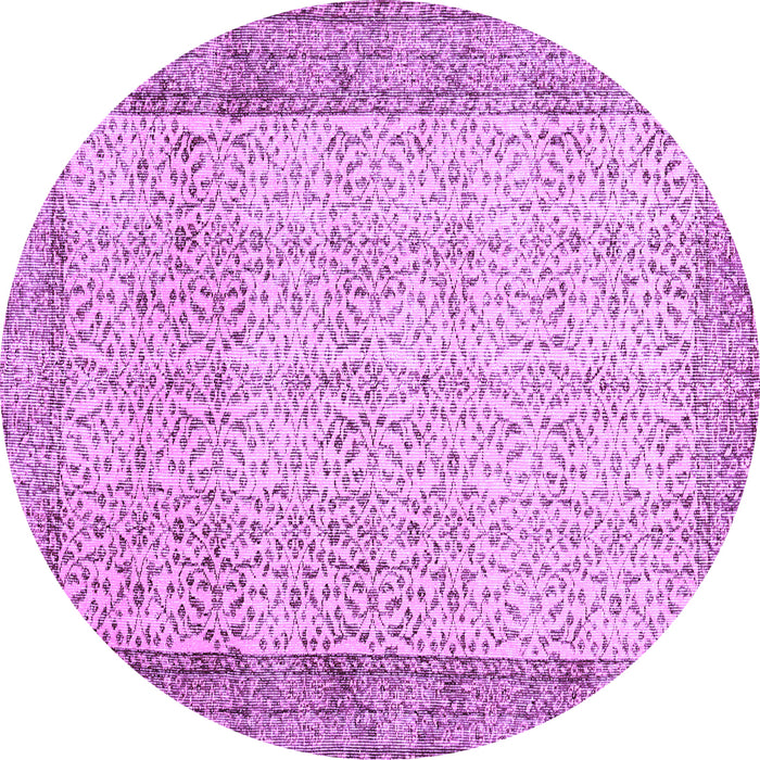 Round Abstract Purple Contemporary Rug, con491pur