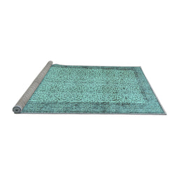 Sideview of Machine Washable Abstract Light Blue Contemporary Rug, wshcon491lblu