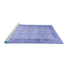 Sideview of Machine Washable Abstract Blue Contemporary Rug, wshcon491blu