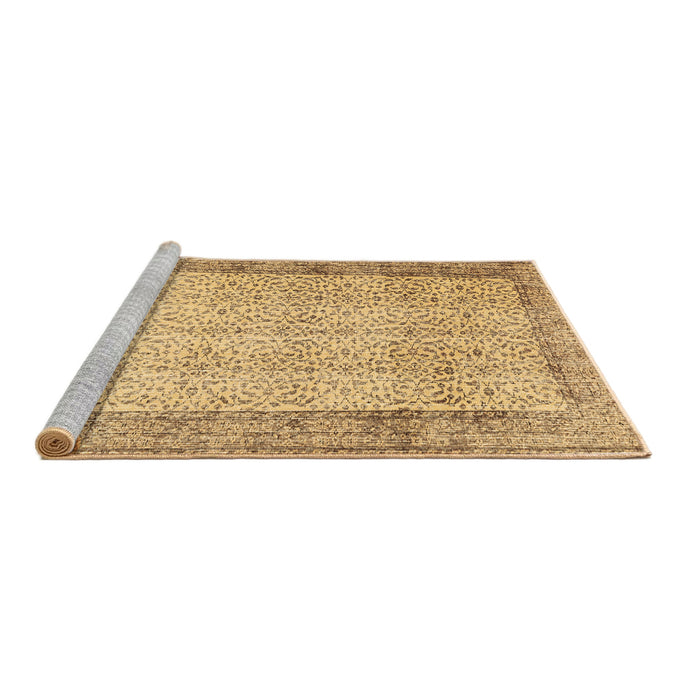 Sideview of Machine Washable Abstract Brown Contemporary Rug, wshcon491brn