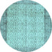 Round Machine Washable Abstract Light Blue Contemporary Rug, wshcon491lblu