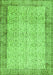 Serging Thickness of Machine Washable Abstract Green Contemporary Area Rugs, wshcon491grn