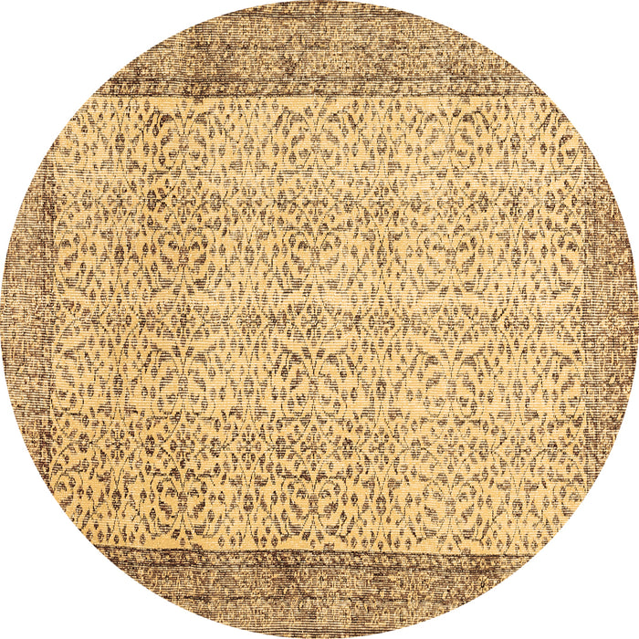 Round Abstract Brown Contemporary Rug, con491brn
