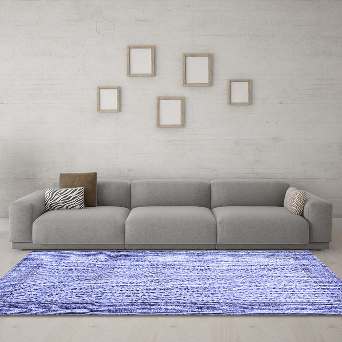 Machine Washable Abstract Blue Contemporary Rug in a Living Room, wshcon491blu