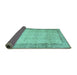 Sideview of Abstract Turquoise Contemporary Rug, con491turq