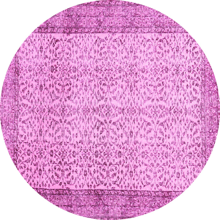 Round Abstract Pink Contemporary Rug, con491pnk