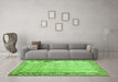 Machine Washable Abstract Green Contemporary Area Rugs in a Living Room,, wshcon491grn