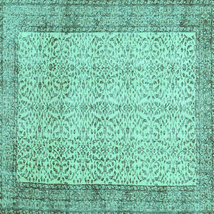 Square Abstract Turquoise Contemporary Rug, con491turq