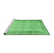 Sideview of Machine Washable Abstract Emerald Green Contemporary Area Rugs, wshcon491emgrn