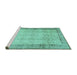 Sideview of Machine Washable Abstract Turquoise Contemporary Area Rugs, wshcon491turq